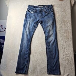BKE Denim Jeans Men's Aaron 30L Long Relaxed Fit Blue Jeans